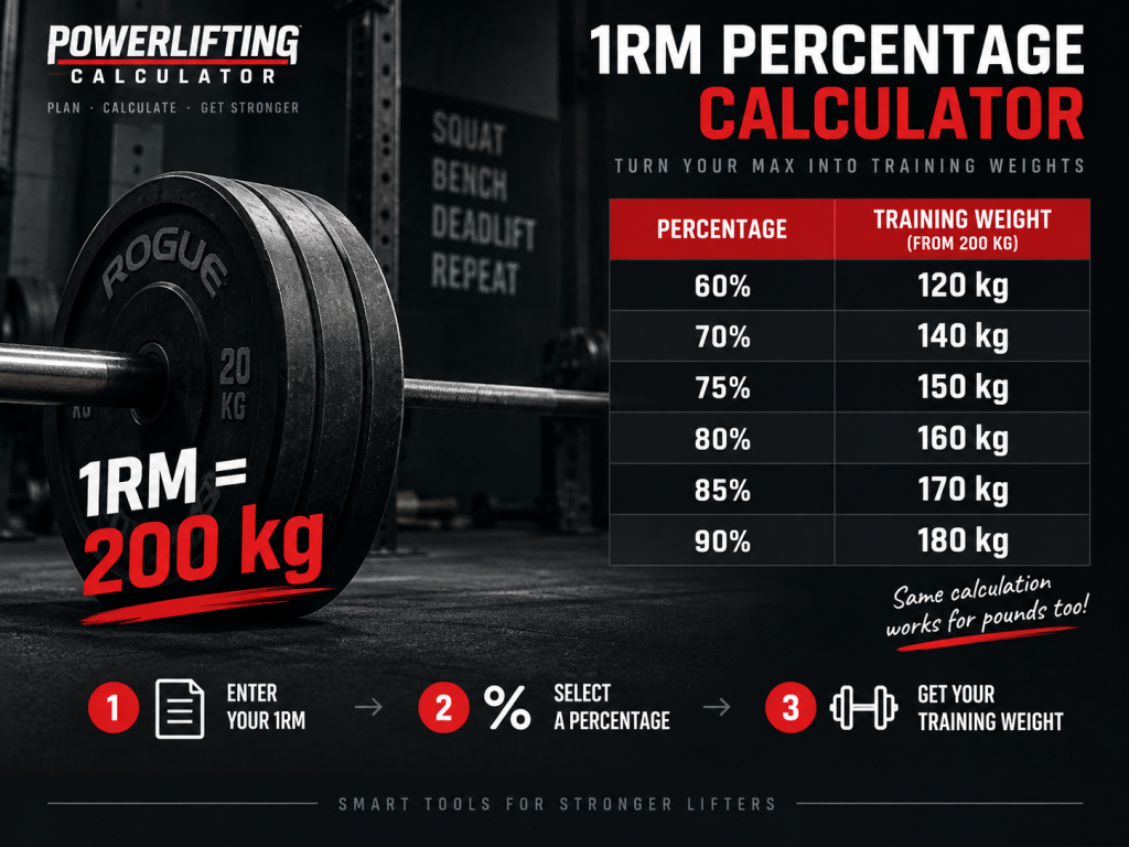 1RM percentage calculator training weight chart