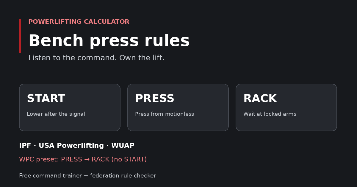 Powerlifting Bench Press Rules: Commands & Federation Differences